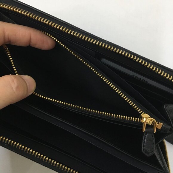 NWB PRADA Zip Around Long Wallet Portafoglio Lampo Nero/Black Leather Authentic - Picture 11 of 16